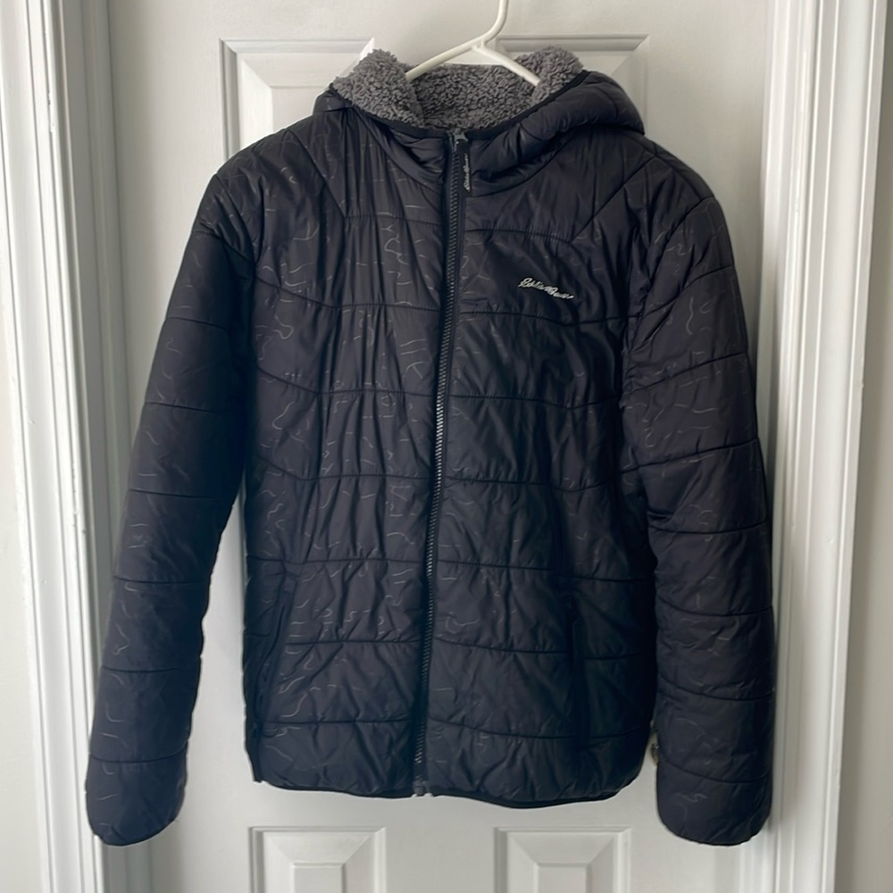 Eddie Bauer EUC boys youth medium reversible fleece coat